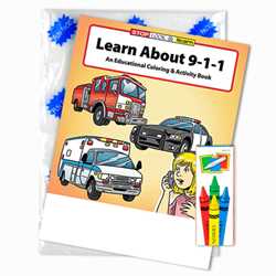 Stock Coloring Book Fun Pack - Learn About 911 firefighting, fire safety product, fire prevention product, firefighting coloring book, firefighting activity book, fire safety coloring book, fire safety activity book, fire prevention coloring book, fire prevention activity book