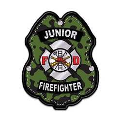 Jr FF Army Green Camo Plastic Clip-On Badge 