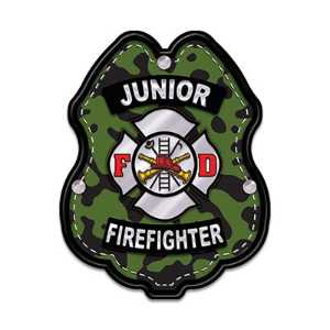 Jr FF Army Green Camo Plastic Clip-On Badge 