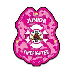 Jr FF Pink Camo Plastic Clip-On Badge 