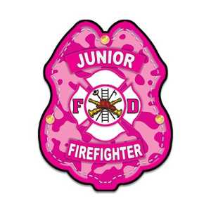 Jr FF Pink Camo Plastic Clip-On Badge 