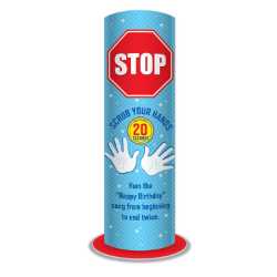 Stop Scrub Your Hands Floor Totem Display Social distancing, 6 feet apart, practice social distancing. 6 apart, floor totem display
