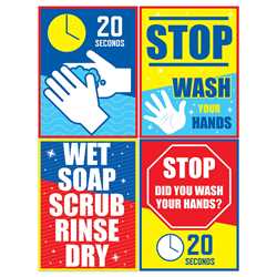 Stop Scrub Your Hands Paper Wall Signs wash your hands, Covid-19, colds, be smart