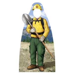 Wildland Firefighter Photo Prop - 23.5" x 45" - Smokey Bear firefighting, fire safety product, fire prevention, smokey, smokey bear, stand-out, wildland firefighter, wildland, wildfires, photo prop, cut out, wildfires, plastic, wildland firefighter photo prop, kids firefighter photo board, fire department event display, EMS community outreach items, police department children’s handouts, fire safety event props, firefighter photo backdrop, first responder promotional items