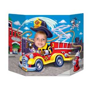 Fire Truck Photo Prop fire truck photo prop, kids fire-safety display, junior firefighter photo booth, fire department event materials, EMS community outreach, police department safety events, children’s fire-safety activities, public-education props
