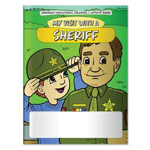 Stock Coloring Book - My Visit with a Sheriff Police, safety product, prevention product, police officer coloring book, police activity book, fire safety coloring book, police safety activity book, prevention coloring book, custom, imprinted coloring book