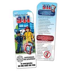When To Call 911 Bookmark firefighting, fire safety product, fire prevention, bookmark, when to call 911, emergencies, emergency