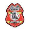 Red Volunteer FF Plastic Clip-On Badge firefighting, fire safety product, fire prevention, plastic fire badge, firefighting badge