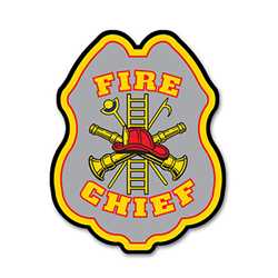 Silver Fire Chief Plastic Clip-On Badge firefighting, fire safety product, fire prevention, plastic fire badge, firefighting badge