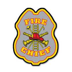Silver Fire Chief Plastic Clip-On Badge firefighting, fire safety product, fire prevention, plastic fire badge, firefighting badge