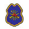 Imprinted FF Scramble Blue Plastic Clip-On Badge firefighting, fire safety product, fire prevention, plastic fire badge, firefighting badge, custom badge, custom firefighter badge