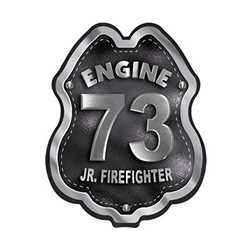 Imprinted Black&Silver Engine Number Plastic Clip-On Badge firefighting, fire safety product, fire prevention, plastic fire badge, firefighting badge, custom badge, custom firefighter badge