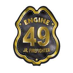 Imprinted Black&Gold Engine Number Plastic Clip-On Badge firefighting, fire safety product, fire prevention, plastic fire badge, firefighting badge, custom badge, custom firefighter badge, engine number badge