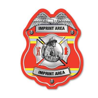 IS25 - Imprinted Volunteer FF Red Sticker Badge
