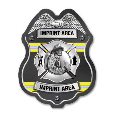 IS26 - Imprinted Volunteer FF Black Sticker Badge