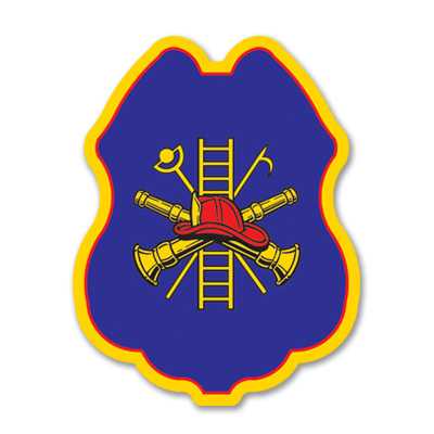 IS27 - Imprinted FF Scramble Blue Sticker Badge