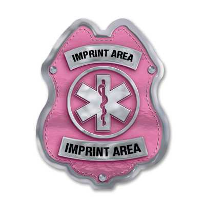 IS50 - Imprinted Jr Paramedic Pink and Silver Sticker Badge