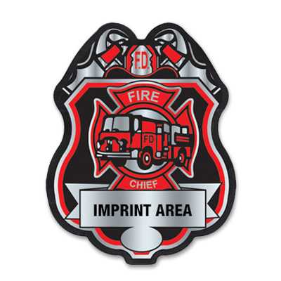 IS55 - Imprinted Red and Silver Member Fire Department Sticker Badge