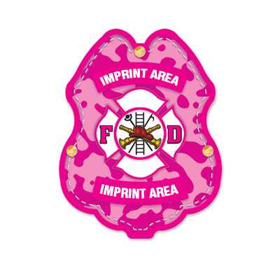 IS84 - Imprinted Pink Camo Sticker Badge
