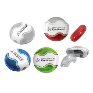 Round Pencil Sharpener w/ Eraser  firefighting, fire safety product, fire prevention, sharpeners, flip top sharpeners, pencil sharpener, round sharpener, erasers and sharpeners, pencil sharpener with eraser, kids school supplies, fire safety giveaways, community event handouts, fire department children’s items, EMS outreach supplies, police department kids giveaways, educational school tools, fire prevention week items